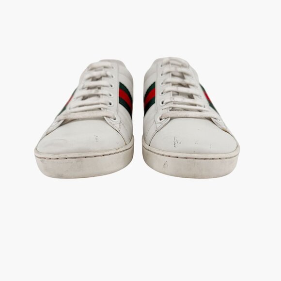 Gucci Bee Embroidered Ace Low Top Sneakers White Leather Size 39 US 9 Women's - Picture 6 of 15